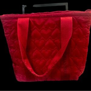 Victoria's Secret Red Quilted Heart Tote EUC